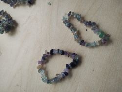 FLUORITE GEMSTONE CHRYSTAL CHIP BRACELETS - NEW IN ORIGINAL PACKAGING - JOBLOT OF 72