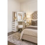 BRAND NEW WHITE MAKE UP CORNER DRESSING TABLE 5 DRAWER WITH TOUCH LED MIRROR & STOOL RRP £350