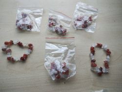 CARNELIAN AND CLEAR QUARTZ CRYSTAL CHIP BRACELET JOB LOT OF 6 - BRAND NEW