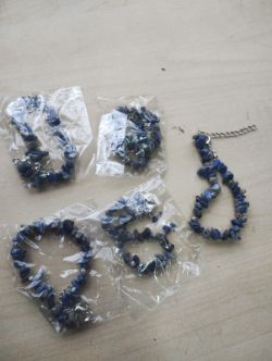 LAPIS- CRYSTAL CHIP SS 6 BEAD BRACELET JOB LOT OF 5 - BRAND NEW