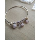 STAINLESS STEEL ADJUSTABLE ROSE QUARTZ BANGLES - NEW IN ORIGINAL PACKAGING - JOBLOT OF 16