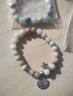 AMAZONITE +FLOWER + TOL CRYSTAL BEADED BRACELET JOB LOT OF 4- BRAND NEW