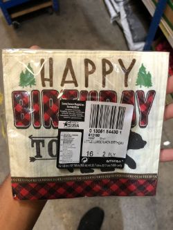 200 X (16 PACK) LUMBERJACKS BIRTHDAY LITTLE NAPKINS 2 PLY 13 X 13 INCH
