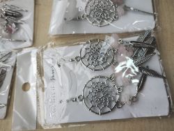 SS ROSE QUARTZ DREAM CATCHER HANGING EARRING SETS JOBLOT OF 13 - BRAND NEW