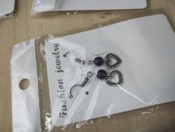 STAINLESS STEEL AMEYTHST HANGING HEART EARRING SETS JOBLOT OF 32 - BRAND NEW