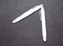 1000 X BALL PEN 'SHORT TRANSPARENT' WHITE (1000)**NBC**