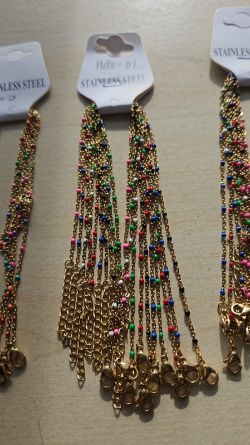MIXED BEAD SS GOLD TONE ANKLETS JOBLOT OF X40 - BRAND NEW