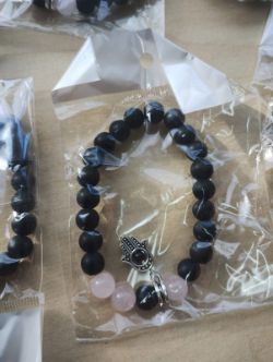 RQ CRYSTAL BEADED HAMSA HAND CHARM BRACELET JOB LOT OF 8 - BRAND NEW