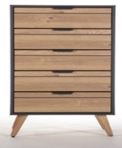 INDUS TALL CHEST,DRESSER , CLOCK MIRROR. IN LIGHT OAK FINISH. RRP £1200
