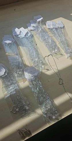 ROSE + CLEAR QUARTZ LARGE HEART NECKLACE JOBLOT OF 31 - BRAND NEW