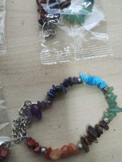 CHAKRA - CRYSTAL CHIP SS 6 BEAD BRACELET JOB LOT OF 6 - BRAND NEW