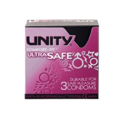 720 X UNITY ULTRA SAFE-3PC CONDOMS-085447 (144)