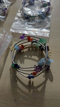 CHAKRA CRYSTAL CHIP 4 STRAND WRAP AROUND BANGLE JOBLOT OF X15 - BRAND NEW