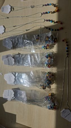 CHAKRA CRYSTAL BEADED S/S HANGING NECKLACES JOBLOT OF X25- BRAND NEW