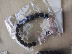 RQ - LAVA CRYSTAL BEADED WITH HANGING BEAD BRACELET JOB LOT OF 13 - BRAND NEW