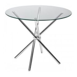 ROUND CLEAR GLASS DINING TABLE - CRISS CROSS