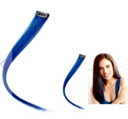24 X CLIP IN HIGHLIGHTS HAIR EXTENSION BLUE SHORT (12)