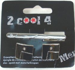 192 X 2 COOL 4-HAND CUFFLINK SET W/ TIE CLIP (24/120)