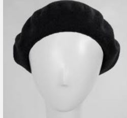 40 X BLACK WOOL BERET HAT SIZE 55 (20)