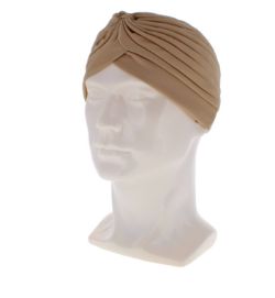 24 X WOMEN SOFT HAIR TURBAN HEAD WRAP BEIGE(12/552)