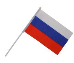 100 X RUSSIAN MINI FLAG W/POLE 21X14 CM (100)