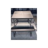 BULK LOT OF 5 NEW AND BOXED VIVOFUORI 34" SQUARE PICNIC TABLE SET. L86*W86*H74CM (TABLE)