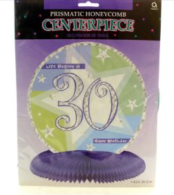 288 X BIRTHDAY 30TH PRISMATIC HONEYCOMB CENTERPIECE(144)
