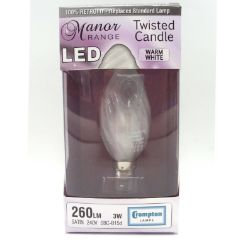 200 X LED TWISTED CANDLE BULB 3W SBC-B15D W.WHITE SATIN (20)