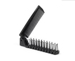 192 X BLACK FOLDING HAIR BRUSH & COMB (12/288)