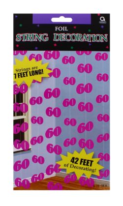 144 X FOIL STRING DECORATION 60TH (6/144)
