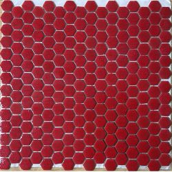 23 BXS HEXAGONAL RED GLOSS MOSAIC TILE SHEETS