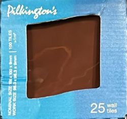 185 BXS PILKINGTONS ESSENCE CHOCOLATE GLOSS WALL TILES 100X100X9MM (4X4