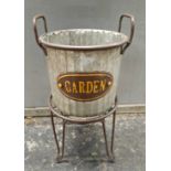 JOB LOT OF 4 METAL GARDEN ZINC PLANTER ON LEGS INDOOR OR OUTDOOR DECOR SMALL
