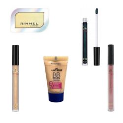 RIMMEL MAKE UP BOX, 500 MIXED PRODUCTS, LIP GLOSS, EYE SHADOW AND BB CREAM
