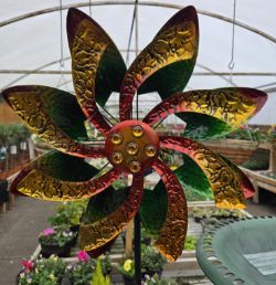 METAL COLOURFUL WINDMILL DECORATIVE STAKE WIND SPINNER OUTDOOR GARDEN 163CM TALL