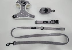 JOBLOT OF 115 X SETS OF BRAND NEW DOG LEADS, HARNESS, COLOUR AND POOP BAG HOLDER