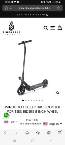 1 X BRAND NEW WINDGOO T10 ELECTRIC SCOOTERS RRP £370