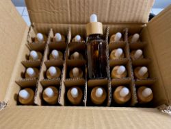 24 X 30ML TINTURE BOTTLES WITH BAMBOO TOP PIPETTES (BOXED)