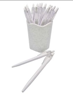 3000 X BALLPEN WHITE & TRANSPARENT (1500)