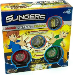X18 SLINGERS BATTLE SET MAGNETIC GAME 10 COLLECTIBLE MEDALS + 2 SLINGERS