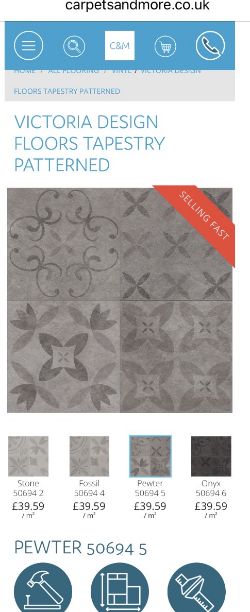 ONLY £6.44M2 + VAT 55 X BOXES (91.85M2) VICTORIA DESIGN FLOORS TAPESTRY LVT PEWTER - RRP £5,400