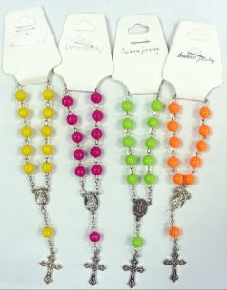99 X ROSARY BRACELET BEADS SAINTS ASST (12/33)
