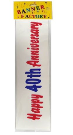 100 X HAPPY 40TH ANNIVERSARY BANNER WHITE W/CARD (100)