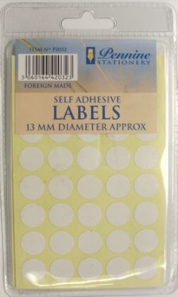 288 X SELF ADHESIVE LABELS 13MM (144)