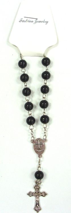 120 X ROSARY BRACELET BEADS SAINTS BLACK (0/12)