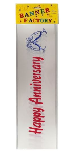 100 X HAPPY ANNIVERSARY WHITE & RED BANNER W/CARD (100)