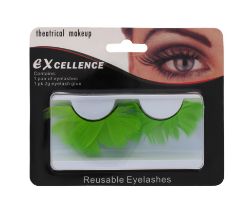 96 X GREEN FEATHER EYELASHES (12/324)
