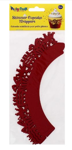 288 X PARTY CRAFT SHIMMER CUPCAKE CELEBRATE- RED (288)