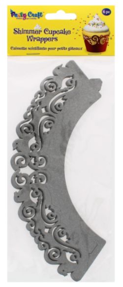288 X PARTY CRAFT SHIMMER CUPCAKE DOVE-SILVER (288)