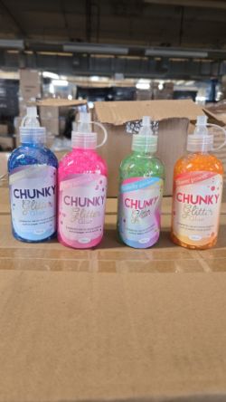 PALLET OF 250 BRAND NEW ASSORTED GLITTER GLUES – MIXED COLOURS – RRP £3.99 EACH